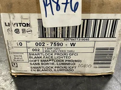 20A 125V GFCI Blank Face Lighted Switch 002-7590-W (Box of 10)
