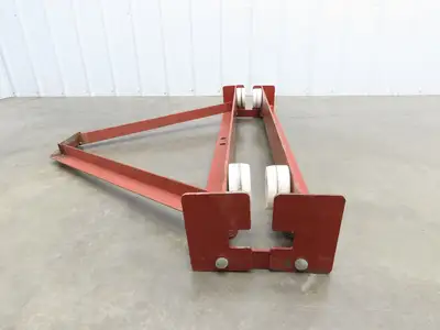 Underhung Bridge Crane Push End Truck 3.25"-7" Beam Flange 48"L 4" Poly Wheels