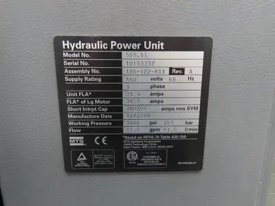 Used MTS _UNKNOWN_ Hydraulic Power Units Indiana US | Arrow Industrial #862280