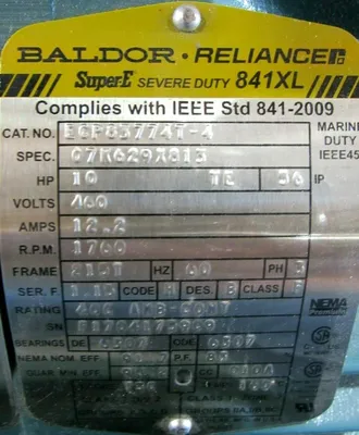 NEW BALDOR ECP83774T-4 MOTOR 10HP 460V 215T 07K629X813 1-3/8" DIA.