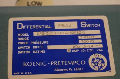 NEW KOENIG PRETEMPCO DPS-300-PIOOPA-82582-5 PRESSURE SWITCH DPS300PIOOPA825825