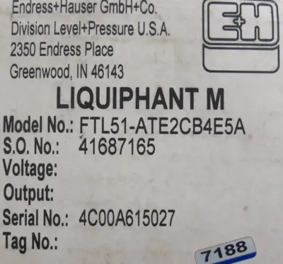 NEW ENDRESS HAUSER FTL51-ATE2CB4E5A LIQUID LEVEL SWITCH FTL51ATE2CB4E5A