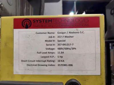 USED SYSTEM TECHNOLOGIES CMI-123-480 “CLEAN MACHINE”