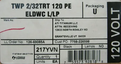 NEW LITHONIA TWP 2/32TRT 120 PE ELDWC L/LP WALL MOUNT LIGHT 232TRT120PEELDWCLLP