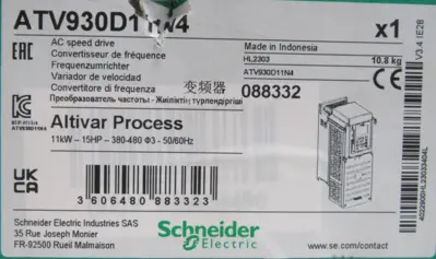 NEW SCHNEIDER ELECTRIC ATV930D11N4 AC DRIVE 15HP