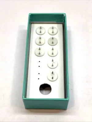 USED TED PELLA TUNGSTEN FILAMENT AEI BASE, WHITE CERAMIC BOX OF 8
