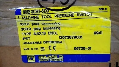 NEW SQUARE D 9012-GCW1-S100 PRESSURE SWITCH SER.C 9012GCW1S100