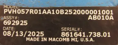 REFURBISHED EATON 692925 HYDRAULIC PUMP PVH057R01AA10B252000001001AB010A