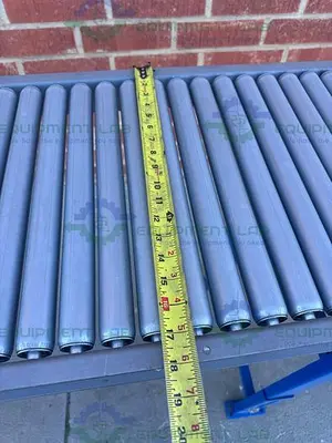 USED ROLL-AWAY HEAVY DUTY ROLLER CONVEYOR 10' X 18" W/ ADJUSTABLE LEGS