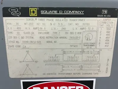 Used SQUARE D 30T6H Distribution Transformers Ohio US | HGR 24 #1549960