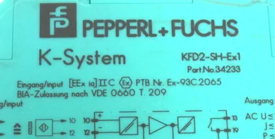 PEPPERL+FUCHS KFD2-SH-EX1 SWITCH ISOLATOR KFD2SHEX1 PART NO. 34233
