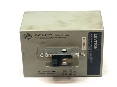 Used Leviton Manual Motor Starter Toggle 30A 600V Single Phase Type1 Enclosure Starters Michigan US | Maverick Industrial Sales #1396520