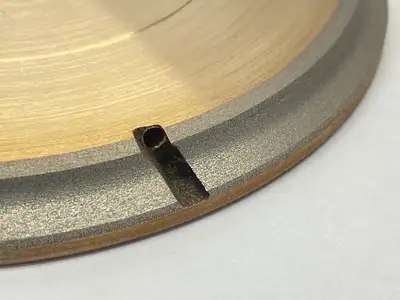 USED ADI DIAMOND PROFILE WHEEL 130MM DIAMETER FOR 3MM GLASS 22MM BORE