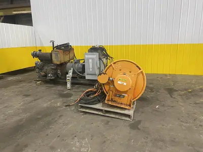 53 TON (107,500 LBS) BUSHMAN MODEL #MT420 TELESCOPING MAGNETIC SPREADER LIFTING BEAM  W/ OHIO MAGNETICS DIESEL GENERATOR: STOCK #20420