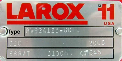 NEW LAROX PVE2A125-601L ACTUATED PINCH VALVE PVE2A125601L