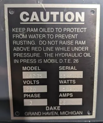 USED USED DAKE PRESSES DAKE 44-275 PRESS