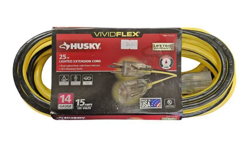 Husky |  25 ft. 14/3 Yellow Medium Duty Lighted Extension Cord