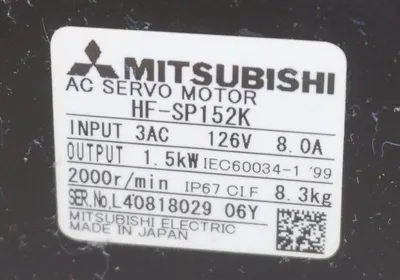 USED MITSUBISHI HF-SP152K AC SERVO MOTOR HFSP152K