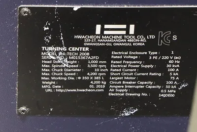 2019 HWACHEON HI-TECH 200B LATHES, COMBINATION, N/C & CNC | Prime Machinery (18)