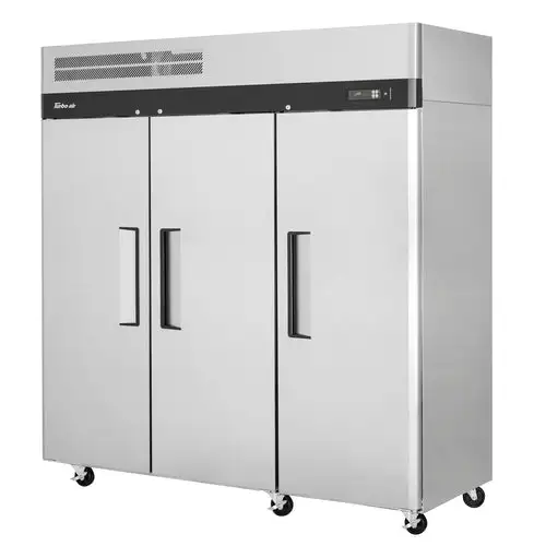 Turbo Air M3R72-3-N 77 3/4" Three Section Reach In Refrigerator, (3) Left/Right Hinge Solid Doors, 115v
