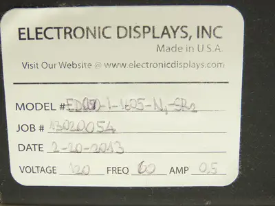 EDI ED050-I-1605-N1-SR2 Display 16 x 2" Characters Serial Interface 120v 60Hz