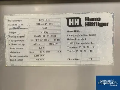 USED Harro Hofliger Harro Hofliger Capsule Checkweigher, Type KWS 12-S