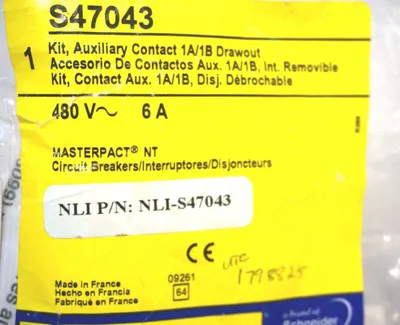 NEW SQUARE D S47043 AUXILIARY CONTACT KIT