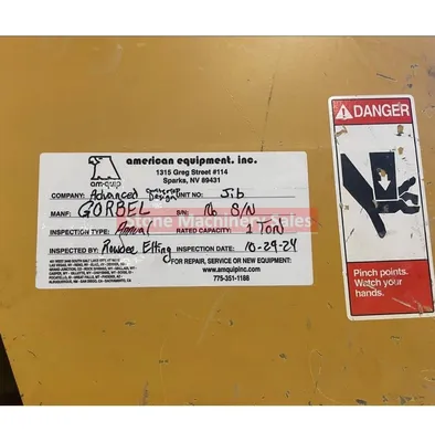 Gorbel 2 ton Jib Crane 16' Reach & Hoist