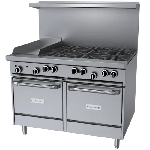 Garland G48-6G12LL 48" 6 Burner Gas Range w/ Griddle & (2) Space Saver Oven, Natural Gas