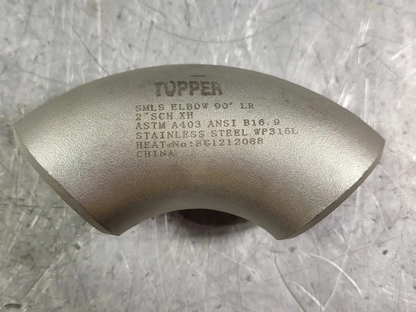 2" 90 Deg Buttweld Elbow SCH XH WP316L ASTM A403 ANSI B16.9