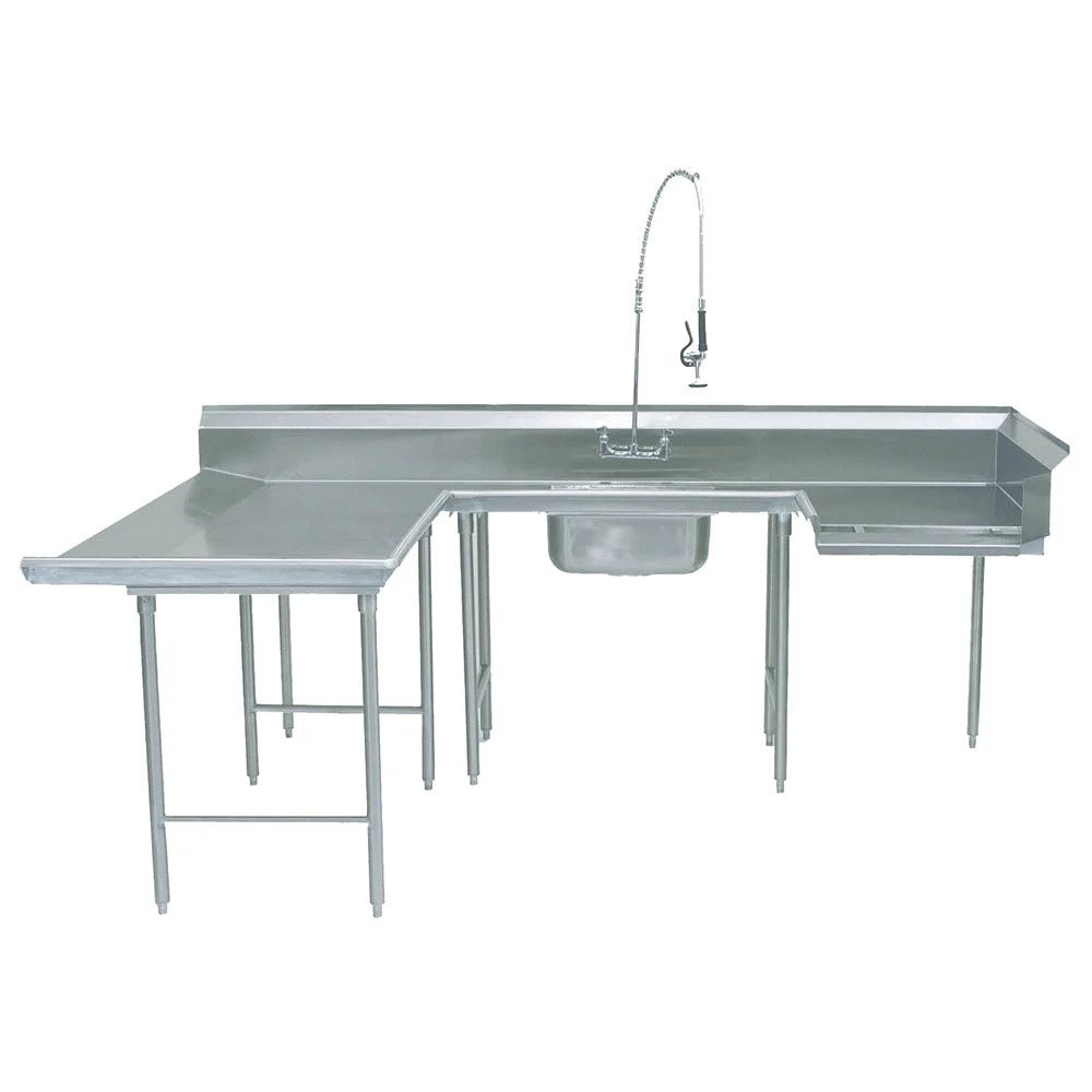 Advance Tabco DTS-U30-108L Soiled L-R Dishtable - U Shape, Stainless Legs, 59x108x108", 16 ga 304 Stainless