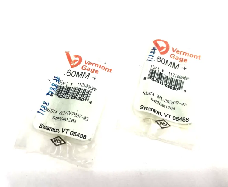 New | in-Stock Vermont Gage 0.80mm Plus Class ZZ Pin Gage LOT OF 2 Pin & Plug Gages Michigan US | Maverick Industrial Sales #1395616