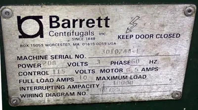 Barrett Spintech 301-E chip wringer.
