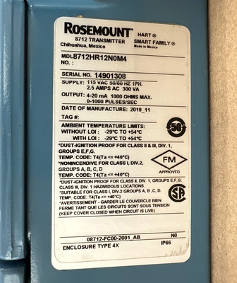 Used Rosemount 8712HR12N0M4 Vacuum Gauges / Controllers Indiana US | J&J Industrial Supply #1280978