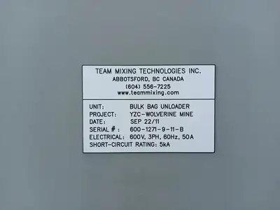 USED TEAM MIXING TECHNOLOGIES INC. 600-1271-9-11-B