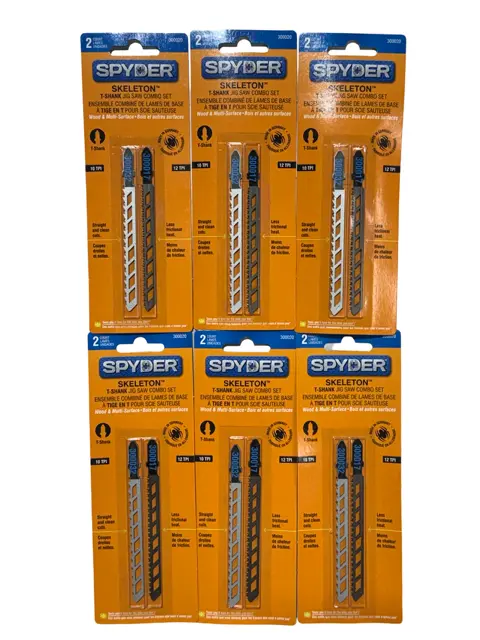 Spyder Skeleton 4" T-Shank Jig Saw Combo Kit 10/12 TPI Wood Multi-Surface 12 Pack