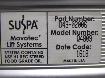 Suspa Incorporated MLS-00001E Motor/Actuator Assembly 340kg / 750lb Used