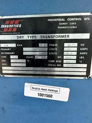 Magnetics,150 KVA 3 Phase Dry Type Transformer HV 480V LV 277/480V