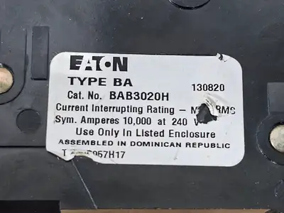 Used EATON BAB3020H Switchgears British Columbia CA | Lenmark #1438509