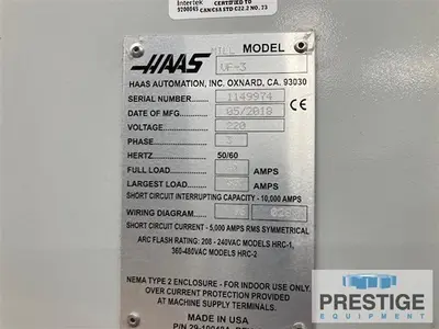 Used 2018 HAAS VF-3 5-AXIS Vertical Machining Centers New York US | Prestige Equipment #1516810