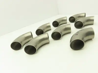 BW-200-90 2" OD Butt Weld Vacuum 90° Elbow SS Tumble Finish A = 3" Lot of 8