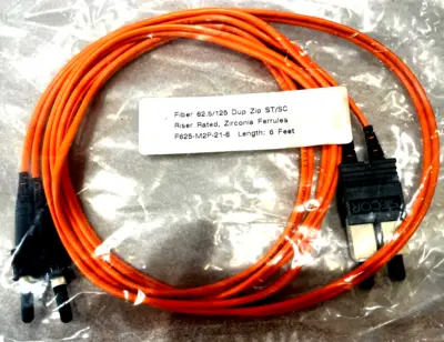 NEW SIECOR ST/SC FIBER OPTIC CABLE 62.5/125 6FT. LOT OF 6