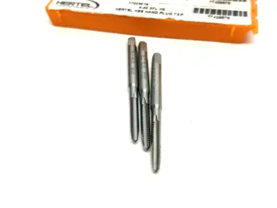 USED HERTEL STRAIGHT FLUTE TAP: #4-40 UNC, 3 FLUTE, PLUG CHAMFER