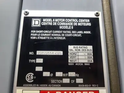 USED SQUARE D MODEL 6