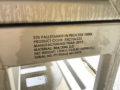 Sartorius Stedim FXS102259 STD Palletank Cubical Stainless Steel Max Dynamic Load 3600Lbs