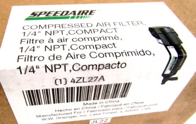 NEW SPEEDAIRE 4ZL27A COMPRESSED AIR FILTER 1/4"