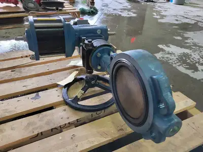 PowerRac Cylinder Actuator Size 6 w/ Four SPDT Mech. Switch and Butterfly Valve