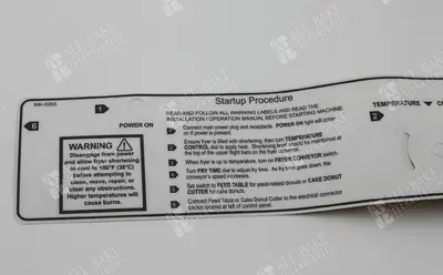 Startup Procedure Label -BELMK-0265