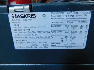 Used HASKRIS LX2-A2 Chillers Texas US | Aucto #1453433