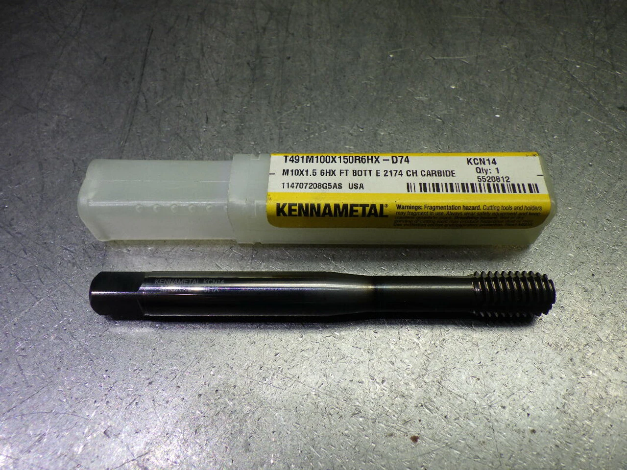 Kennametal M10 x 1.5 6HX Coolant Thru Carbide Tap T491M100X150R6HX-D74 (LOC2075B)